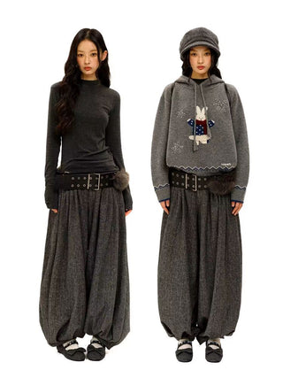 [Moromoro2] Wool Pleated Tapered Wide Pants