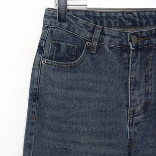 Brushed wide denim pants