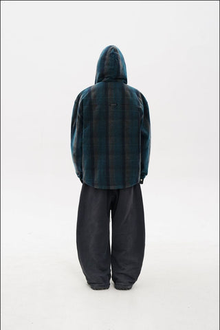 [MASONPRINCE] Plaid Hooded Padded Jacket