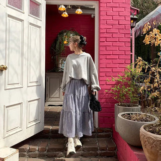 Checked cantan skirt