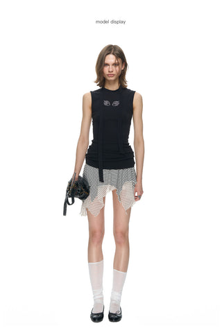 [NECY] Irregular Dot Double Hem Mini Skirt