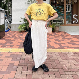 Side-shirred nylon skirt