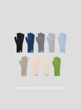 Mary Fingerhole Wool Ribbed Gloves