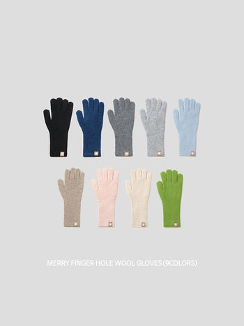Mary Fingerhole Wool Ribbed Gloves