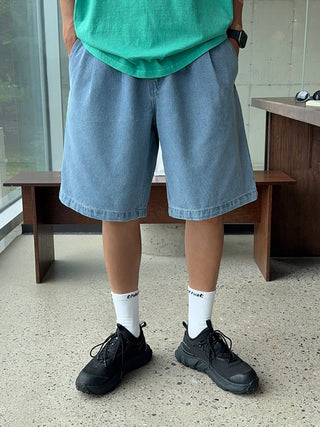 All Day Double-Tuck Half-Band Denim Shorts