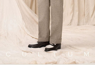 [CULTUM] Wool Blend Herringbone Double Pleat Trousers
