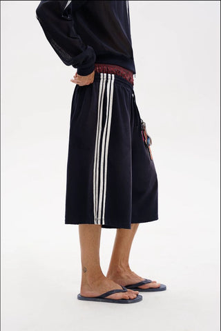 [MASONPRINCE] Side Stripe Wide Leg Bermuda Shorts