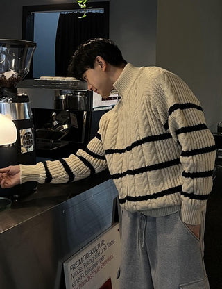 Cake Stripe Zip-Up Knit (4 colors)