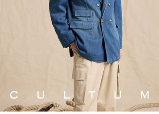 [CULTUM] Lyocell Denim Double-Breasted Blazer
