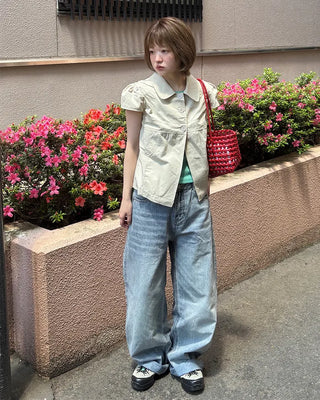 Basic wide-leg denim pants