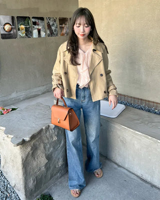 Ruffled V-neck blouse