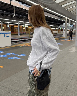 Loose-fit waffle sweatshirt