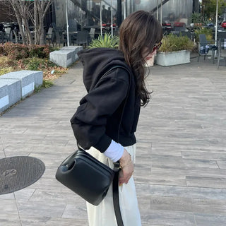 Basic Cropped Hooded Zip-Up