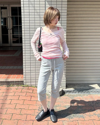 V-neck sheer long-sleeve knit