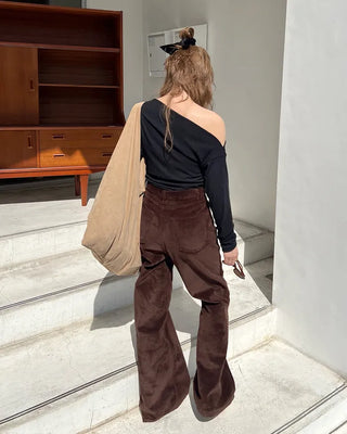 Pocket corduroy wide-leg pants