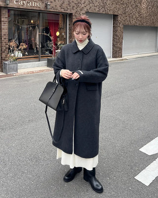 Shirred long knit skirt