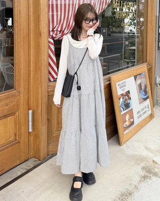 Checked Camisole Long Dress