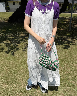 Camisole button lace maxi dress
