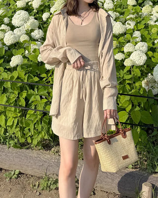 Linen shirt and shorts set