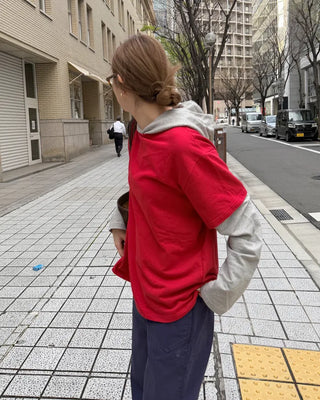 Layered Hooded Long T-Shirt