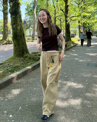 (Unisex) Wide Curved Cotton Pants