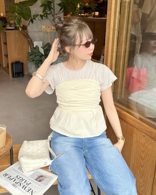 Drape bustier blouse