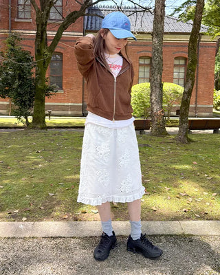Rib-knit semi-cropped double-zip hoodie