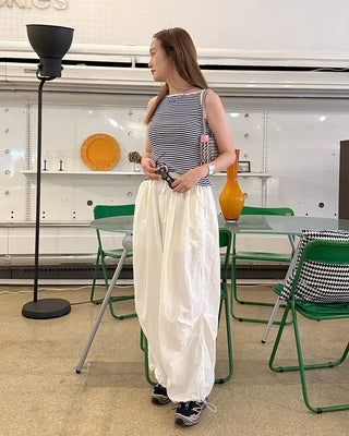 Boat neck striped sleeveless