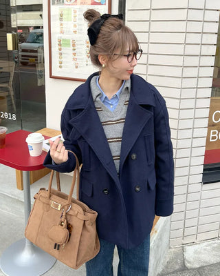 Double-breasted quilted coat