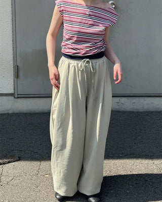 Waistband String Pintuck Sweatpants