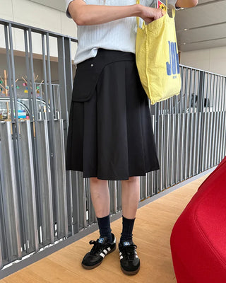 Rivet Pleated Midi Skirt