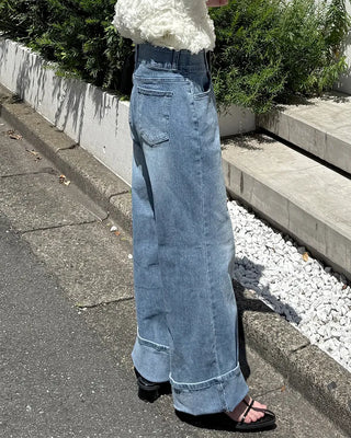 Semi-bootcut denim pants