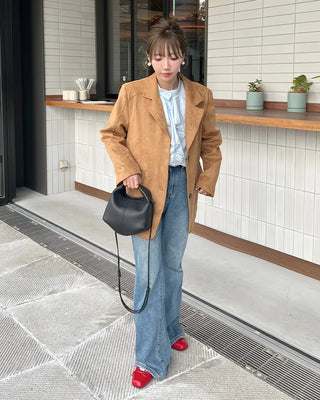 Suede oversized jacket