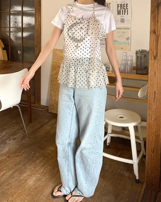 Dot Halter Layered Top