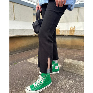 Side-slit bootcut pants