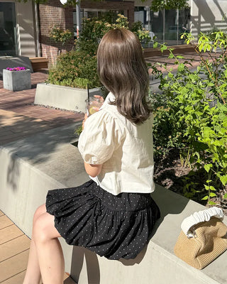 Drawstring Ribbon Asymmetrical Short-Sleeve Shirt