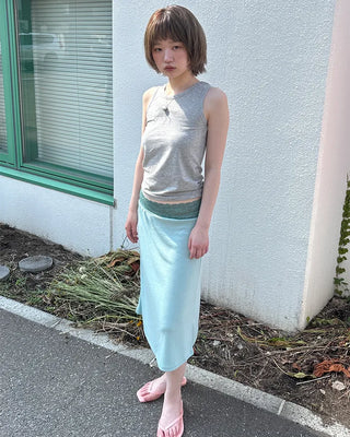 Lace waist midi skirt