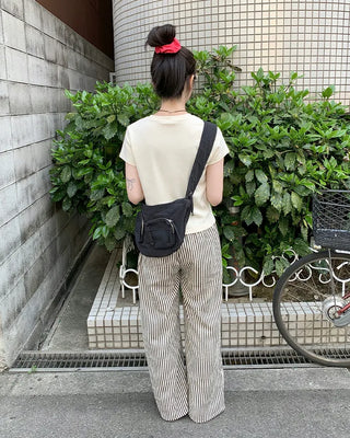 Striped elastic waist pants