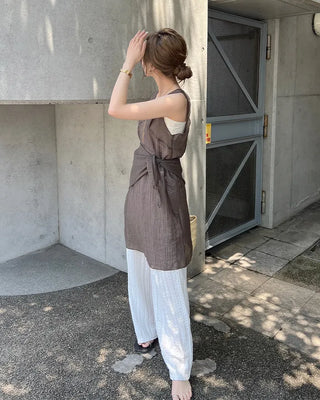 Scarf set sheer layered dress