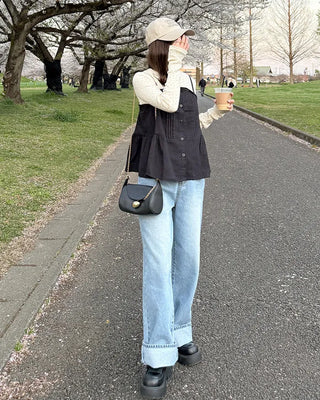 Semi-wide fit denim pants