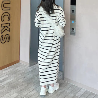 Striped knit long dress