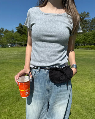 Short-sleeved T-shirt with perforations