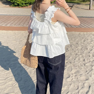 Tiered ruffle sleeveless dress