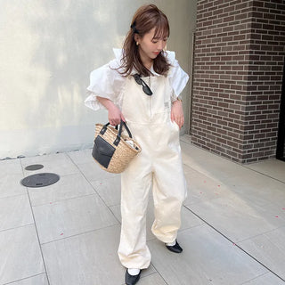 Front zip cotton overalls