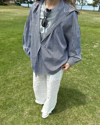 Checked hoodie shirt
