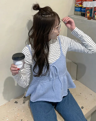 Basic striped turtleneck T-shirt