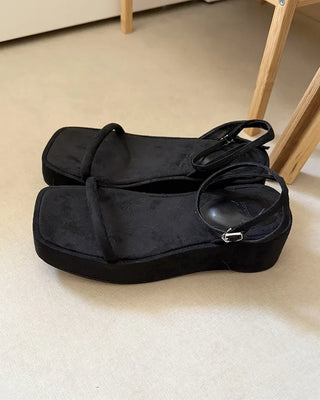 Slim strap wedge sole sandals