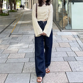 String Shirring Cropped Knit