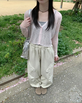 V-neck sheer cardigan