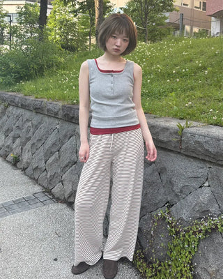Striped wide easy pants